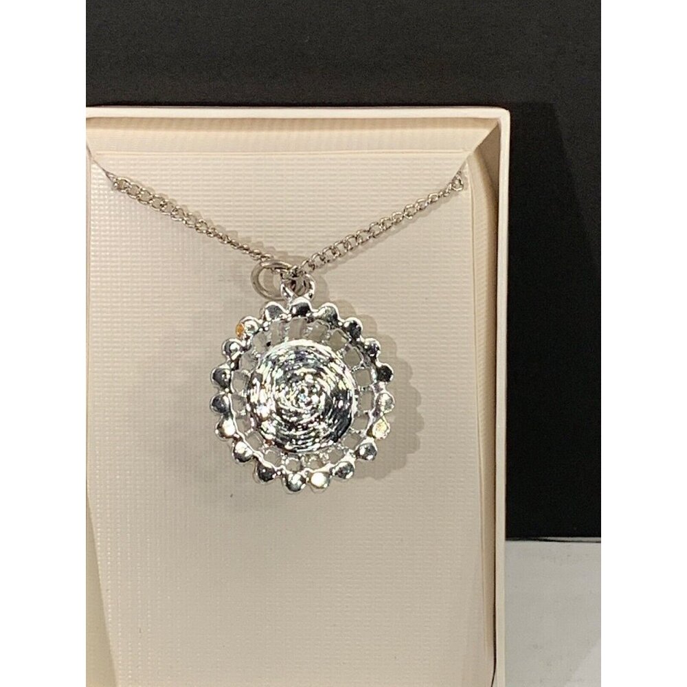 Silver Tone Curb Chain Necklace & Washington DC Pendant W/Blue Rhinestones (905) - Picture 3 of 4